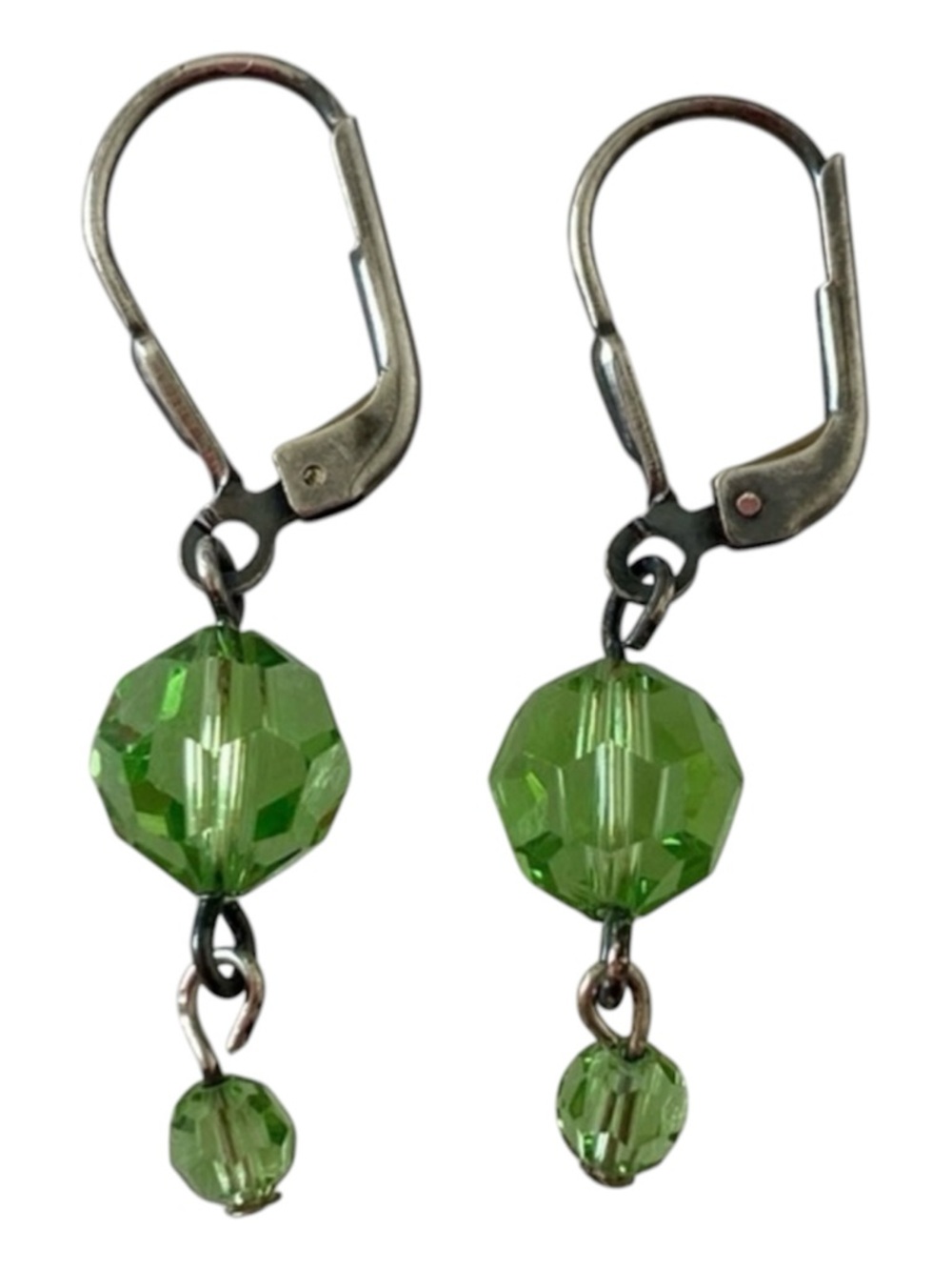 Hand Crafted 925 Silver Green Swarovski Crystal Beaded Tassel Drop Earrings NEW